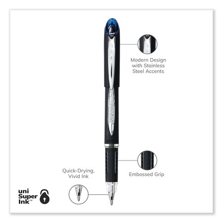 Uni-Ball Jetstream Stick Ballpoint Pen, Bold 1 mm, Blue Ink, Black Barrel 33922